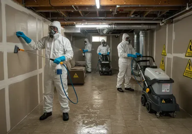 Basement Moisture Removal and Structural Drying process in Rush County, KS